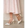 image:imageJuliet Holy Womens Pumps Point Closed Toe Heels Buckle Ankle Strap DOrsay Heeled SandalsBeige