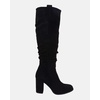 image:imageJuliet Holy Womens Knee High Boots Chunky Block Heel Wide Calf Round Toe Side Zipper Pull On Suede Winter Dress ShoesBlack