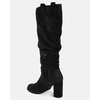image:imageJuliet Holy Womens Knee High Boots Chunky Block Heel Wide Calf Round Toe Side Zipper Pull On Suede Winter Dress ShoesBlack