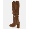 image:imageJuliet Holy Womens Knee High Boots Chunky Block Heel Wide Calf Round Toe Side Zipper Pull On Suede Winter Dress ShoesCoffeefaux Suede