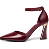 image:imageJuliet Holy Womens Pumps Point Closed Toe Heels Buckle Ankle Strap DOrsay Heeled SandalsBurgundy