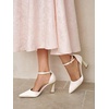 image:imageJuliet Holy Womens Pumps Point Closed Toe Heels Buckle Ankle Strap DOrsay Heeled SandalsPure White