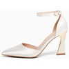image:imageJuliet Holy Womens Pumps Point Closed Toe Heels Buckle Ankle Strap DOrsay Heeled SandalsPure White