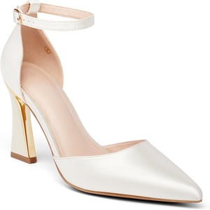 image:imageJuliet Holy Womens Pumps Point Closed Toe Heels Buckle Ankle Strap DOrsay Heeled SandalsPure White