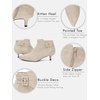 image:imageWomens Pointed Toe Ankle Boots Kitten Heels Faux Suede Booties Side Zipper Dress ShoesBeige