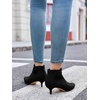image:imageWomens Pointed Toe Ankle Boots Kitten Heels Faux Suede Booties Side Zipper Dress ShoesBlack