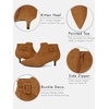 image:imageWomens Pointed Toe Ankle Boots Kitten Heels Faux Suede Booties Side Zipper Dress ShoesBrown Suede