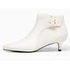 image:imageWomens Pointed Toe Ankle Boots Kitten Heels Faux Suede Booties Side Zipper Dress ShoesCream White Pu