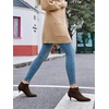 image:imageWomens Pointed Toe Ankle Boots Kitten Heels Faux Suede Booties Side Zipper Dress ShoesDark Brown Suede