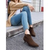 image:imageWomens Pointed Toe Ankle Boots Kitten Heels Faux Suede Booties Side Zipper Dress ShoesDark Brown Suede