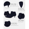 image:imageWomens Pointed Toe Ankle Boots Kitten Heels Faux Suede Booties Side Zipper Dress ShoesNavy