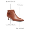image:imageWomens Pointed Toe Ankle Boots Kitten Heels Faux Suede Booties Side Zipper Dress ShoesRed Brown Pu