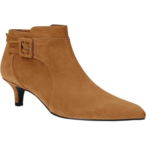image:imageWomens Pointed Toe Ankle Boots Kitten Heels Faux Suede Booties Side Zipper Dress ShoesBrown Suede