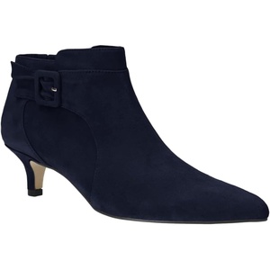 image:imageWomens Pointed Toe Ankle Boots Kitten Heels Faux Suede Booties Side Zipper Dress ShoesNavy