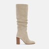 image:imageWomens Knee High Boots Chunky High Heel Square Toe Side Zipper Wide Calf BootBeige