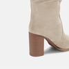 image:imageWomens Knee High Boots Chunky High Heel Square Toe Side Zipper Wide Calf BootBeige