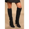 image:imageWomens Knee High Boots Chunky High Heel Square Toe Side Zipper Wide Calf BootBlack