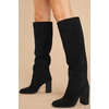 image:imageWomens Knee High Boots Chunky High Heel Square Toe Side Zipper Wide Calf BootBlack