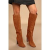 image:imageWomens Knee High Boots Chunky High Heel Square Toe Side Zipper Wide Calf BootBrown