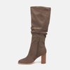 image:imageWomens Knee High Boots Chunky High Heel Square Toe Side Zipper Wide Calf BootCoffee