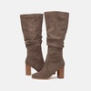 image:imageWomens Knee High Boots Chunky High Heel Square Toe Side Zipper Wide Calf BootCoffee