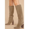 image:imageWomens Knee High Boots Chunky High Heel Square Toe Side Zipper Wide Calf BootKhaki