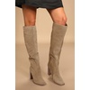 image:imageWomens Knee High Boots Chunky High Heel Square Toe Side Zipper Wide Calf BootKhaki