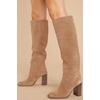 image:imageWomens Knee High Boots Chunky High Heel Square Toe Side Zipper Wide Calf BootLight Khaki