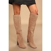 image:imageWomens Knee High Boots Chunky High Heel Square Toe Side Zipper Wide Calf BootLight Khaki