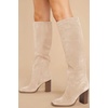 image:imageWomens Knee High Boots Chunky High Heel Square Toe Side Zipper Wide Calf BootNude