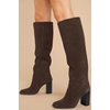image:imageJuliet Holy Womens Knee High Boots Chunky High Heel Square Toe Side Zipper Wide Calf BootChocolate