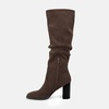 image:imageJuliet Holy Womens Knee High Boots Chunky High Heel Square Toe Side Zipper Wide Calf BootChocolate