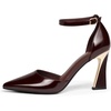 image:imageWomens Pumps Point Closed Toe High Heels Ankle Strap Heeled SandalsChocolate Brown