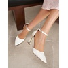 image:imageWomens Pumps Point Closed Toe High Heels Ankle Strap Heeled SandalsPure White
