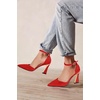 image:imageWomens Pumps Point Closed Toe High Heels Ankle Strap Heeled SandalsRed