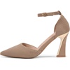 image:imageWomens Pumps Point Closed Toe High Heels Ankle Strap Heeled SandalsRibbed Light Coffee