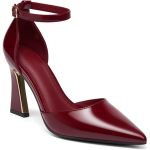 image:imageWomens Pumps Point Closed Toe High Heels Ankle Strap Heeled SandalsBurgundy