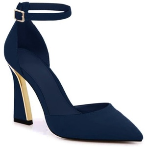 image:imageWomens Pumps Point Closed Toe High Heels Ankle Strap Heeled SandalsNavy