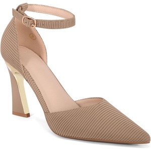 image:imageWomens Pumps Point Closed Toe High Heels Ankle Strap Heeled SandalsRibbed Light Coffee