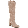 image:imageJuliet Holy Womens Knee High Boots Chunky Block Heel Wide Calf Round Toe Side Zipper Pull On Suede Winter Dress ShoesNudel