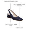 image:imageJuliet Holy Womens Slingback Low Chunky Heels Pumps Closed Square Toe Block Heel Slip On Party Dress Work Shoes Navy Blue