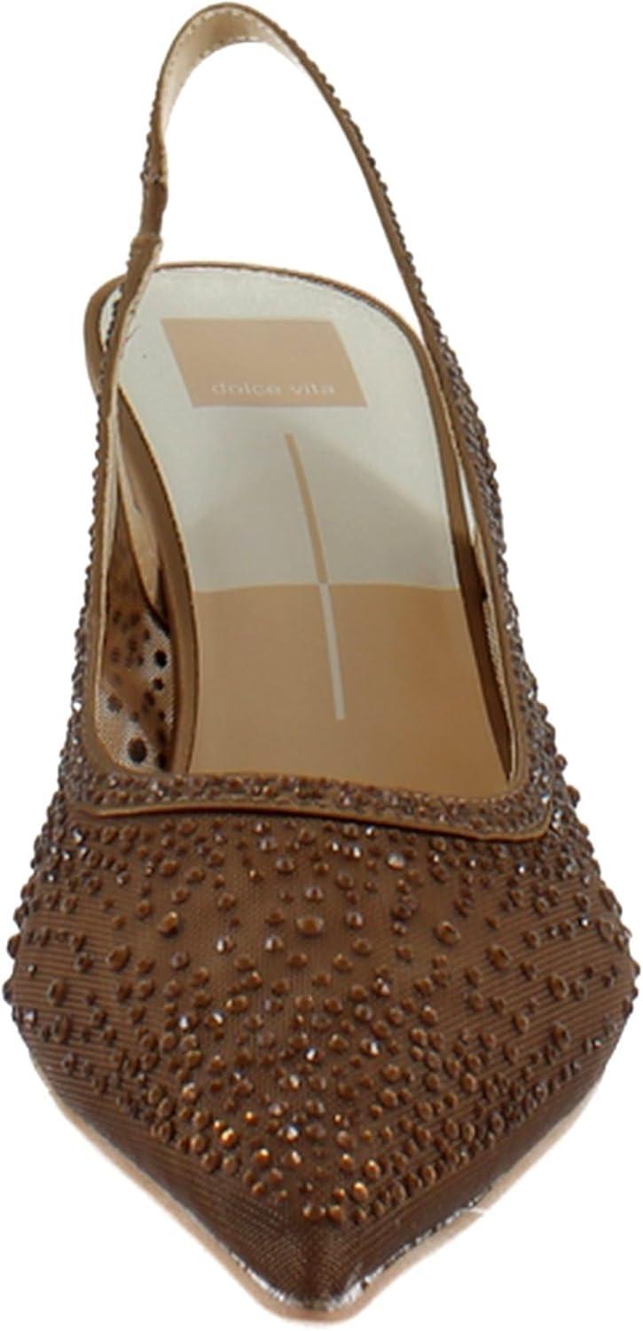 imageDolce Vita Womens Kaye Crystal Pointed Toe HeelsMid Brown Mesh