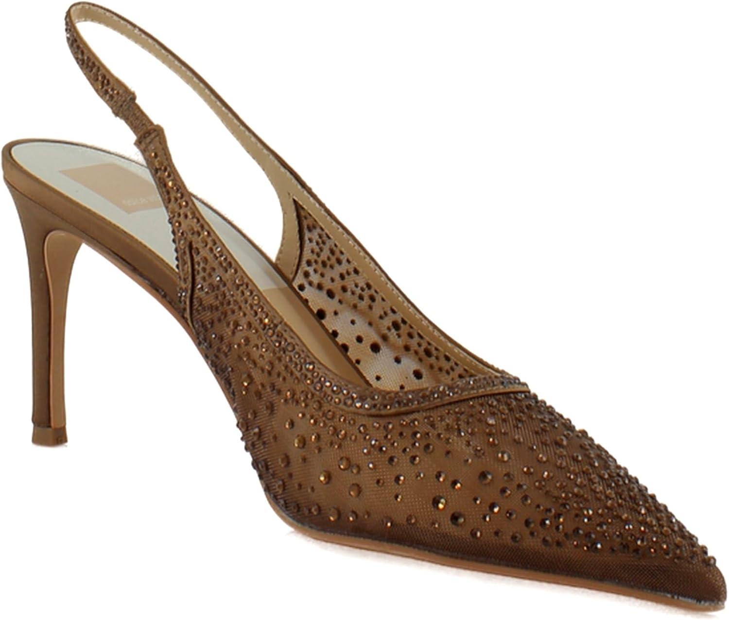 imageDolce Vita Womens Kaye Crystal Pointed Toe HeelsMid Brown Mesh