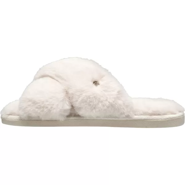 NINE WEST Faux Fur Fuzzy Cross Band Premium Slippers For Women, Open-Toe House Slides