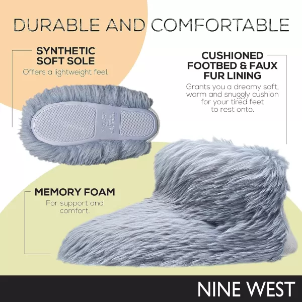 Nine West Bootie Slippers For Women, Furry Memory Foam Winter House Shoes