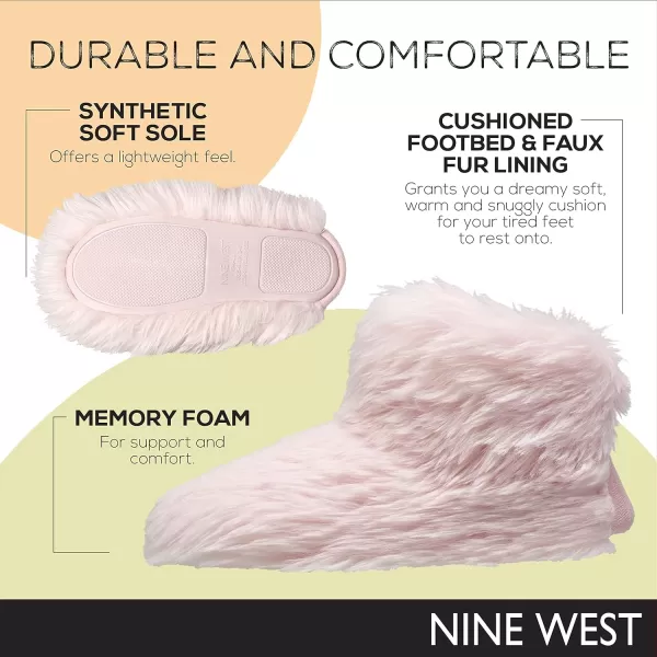 Nine West Bootie Slippers For Women, Furry Memory Foam Winter House Shoes