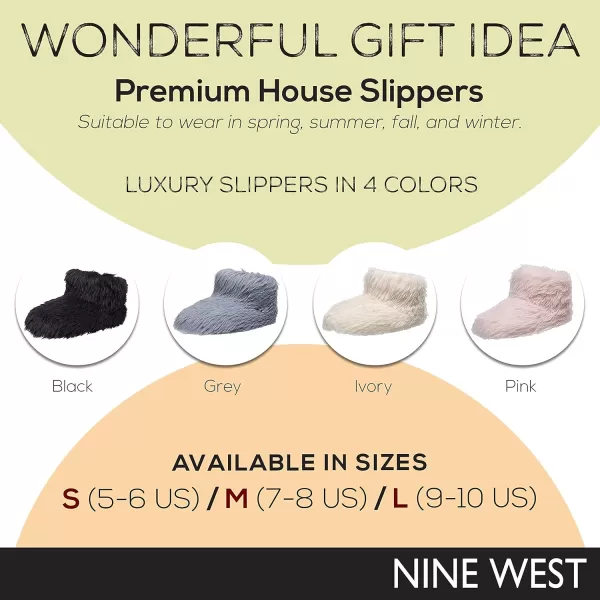 Nine West Bootie Slippers For Women, Furry Memory Foam Winter House Shoes
