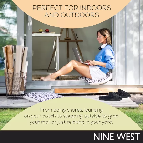 Nine West Premium Slippers For Women, Cozy Warm Memory Foam Non-Slip Indoor Outdoor Winter House Shoes