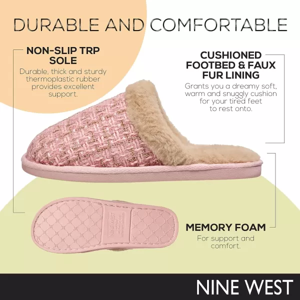 Nine West Premium Women's Slippers Fluffy Memory Foam House Slippers for Women Cozy Furry Insole