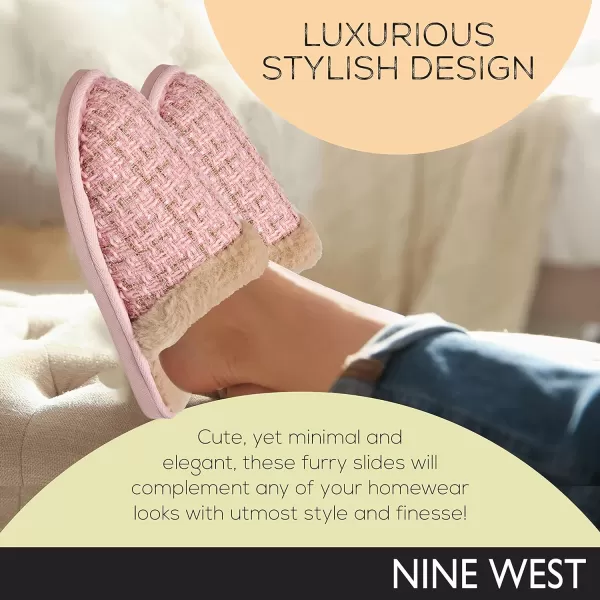 Nine West Premium Women's Slippers Fluffy Memory Foam House Slippers for Women Cozy Furry Insole